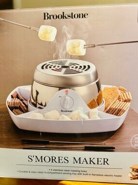 Brookstone Silver Stainless Steel S'mores Maker with White Tray